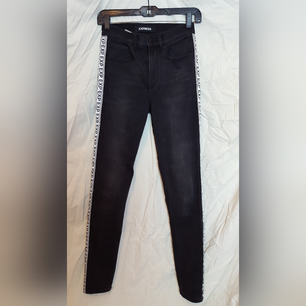Express 0R Ankle "Legging" Jean Dark Gray/Black with White Express Logo on Side